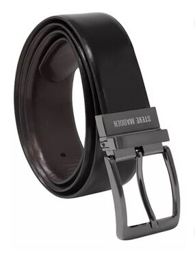 NWT Steve Madden Black Brown Reversible Leather Dress Belt SZ Large 38-40